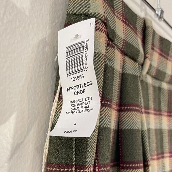Last Chance! New Aritzia Plaid Effortless Crop Pant Olive 4 $148 - Picture 5 of 8